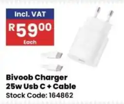 Africa Cash and Carry Bivoob Charger 25w Usb C + Cable offer