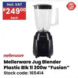 Africa Cash and Carry Mellerware Jug Blender Plastic Blk 11 300w "Fusion" offer