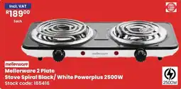 Africa Cash and Carry Mellerware 2 Plate Stove Spiral Black/White Powerplus offer
