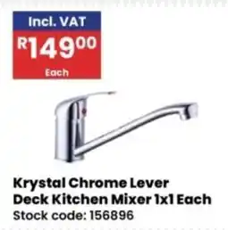 Africa Cash and Carry Krystal Chrome Lever Deck Kitchen Mixer offer