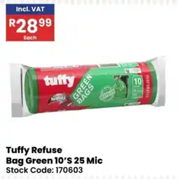 Africa Cash and Carry Tuffy Refuse Bag Green 10'S 25 Mic offer