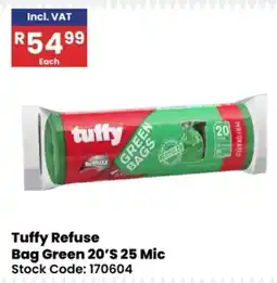 Africa Cash and Carry Tuffy Refuse Bag Green 20'S 25 Mic offer