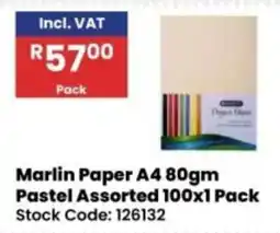 Africa Cash and Carry Marlin Paper A4 80gm Pastel Assorted offer