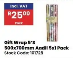 Africa Cash and Carry Gift Wrap 5'S Aadil offer