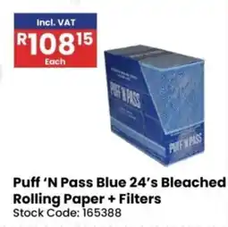 Africa Cash and Carry Puff 'N Pass Blue 24's Bleached Rolling Paper + Filters offer