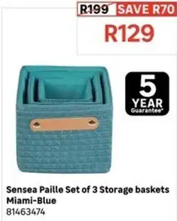 Leroy Merlin Sensea Paille Set of 3 Storage baskets Miami-Blue offer