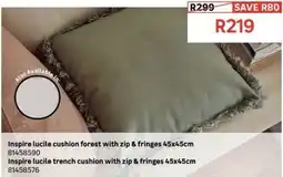 Leroy Merlin Inspire lucile cushion forest with zip & fringes offer