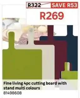 Leroy Merlin Fine living 4pc cutting board with stand multi colours offer