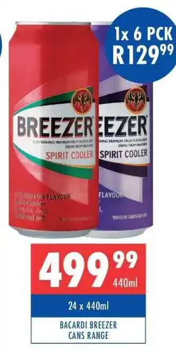 Ultra Liquors BACARDI BREEZER CANS RANGE offer
