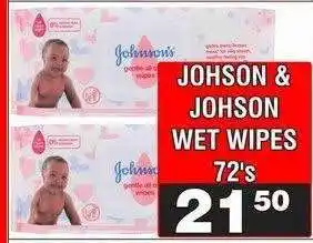 Advance Cash n Carry JOHSON & JOHSON WET WIPES 72's offer
