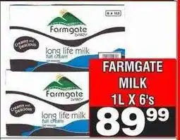 Advance Cash n Carry FARMGATE MILK 1L X 6's offer