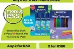 Game Bostik - glue stick 3-pack or wax twisters 12-pack offer