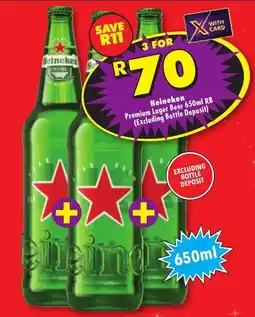 Shoprite Heineken Premium Lager Beer 650ml RB offer