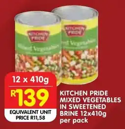 Shoprite Kitchen Pride Mixed Vegetables in Sweetened Brine offer