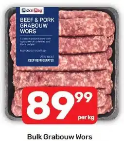 Pick n Pay Hypermarket Pick n Pay Beef & Pork Grabouw Wors offer