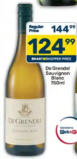 Pick n Pay Hypermarket De Grendel Sauvignon Blanc offer