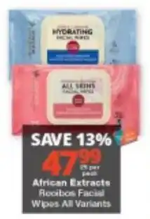 Checkers African Extracts Facial Wipes offer