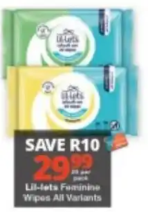 Checkers Lil-lets Feminine Wipes offer