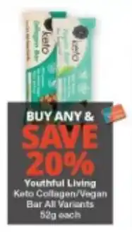 Checkers Youthful Living Keto Collagen/ Vegan Bar offer