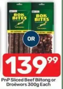 Pick n Pay Bok Bites Sliced Beef Biltong or Droëwors offer