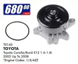 Goldwagen TOYOTA Water Pump offer
