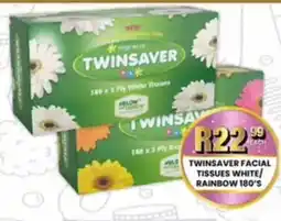 Take 'n Pay TWINSAYER FACIAL TISSUES WHITE/RAINBOW 180'S offer