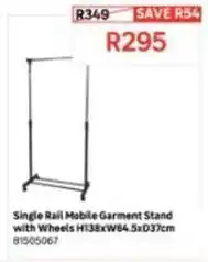 Leroy Merlin Single rail mobile garment stand with wheels h138xw64.5xd37cm 81505067 offer