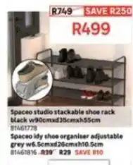 Leroy Merlin Spaceo - studio stackable shoe rack black w90cmxd35cmxh55cm 81461778 offer