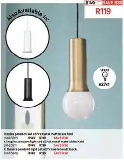 Leroy Merlin Inspire pendant set e27x1 metal matt brass hoki offer