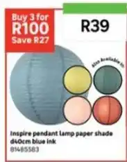 Leroy Merlin Inspire pendant lamp paper shade d40cm blue ink 81485583 offer