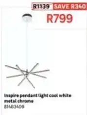 Leroy Merlin Inspire pendant light cool white metal chrome 81483409 offer