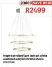 Leroy Merlin Inspire pendant light led cool white aluminum acrylic chrome shokia 81481990 offer