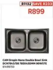 Leroy Merlin Dropin nano double bowl sink dcn7843/db 780x430mm 90wste 81499750 offer