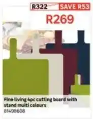 Leroy Merlin Fine living 4pc cutting board with stand multi colours 81498608 offer