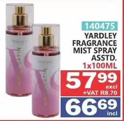 Arrow Cash And Carry Yardley Fragrance Mist Spray offer