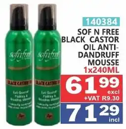 Arrow Cash And Carry SOF N FREE BLACK CASTOR OIL ANTI-DANDRUFF MOUSSE offer