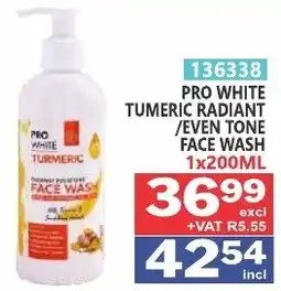 Arrow Cash And Carry PRO WHITE TUMERIC RADIANT/EVEN TONE FACE WASH offer