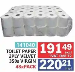 Arrow Cash And Carry Toilet paper 2ply velvet virgin offer