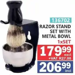Arrow Cash And Carry RAZOR STAND SET WITH METAL BOWL offer