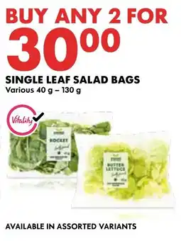 Woolworths Vitality Single Leaf Salad Bags offer
