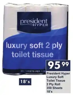 President Hyper President Hyper Luxury Soft Toilet Tissue 2 Ply Roll offer