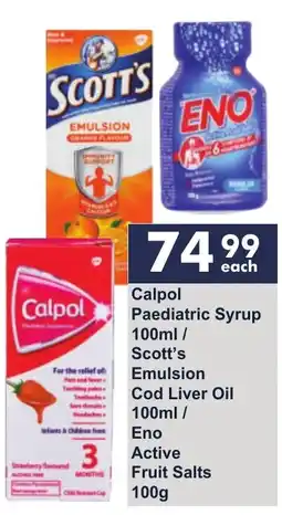 President Hyper Calpol Paediatric Syrup / Scott's Emulsion Cod Liver Oil / Eno Active Fruit Salts offer