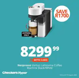 Checkers Nespresso Vertuo Lattissima Coffee Machine Black/White offer