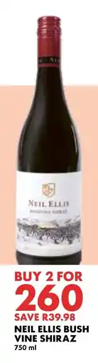 Woolworths Neil Ellis Bush Vine Shiraz offer
