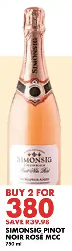 Woolworths Simonsig Pinot Noir Rosé MCC offer