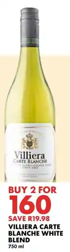 Woolworths Villiera Carte Blanche White Blend offer