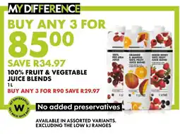Woolworths MY DIFFERENCE 100% FRUIT & VEGETABLE JUICE BLENDS offer