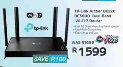 Computer Mania TP-Link Archer BE220 BE3600 Dual-Band Wi-Fi 7 Router offer