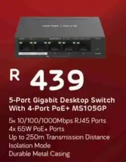 Computer Mania 5-Port Gigabit Desktop Switch With 4-Port PoE+ MS105GP offer