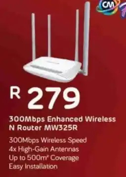 Computer Mania 300Mbps Enhanced Wireless N Router MW325R offer